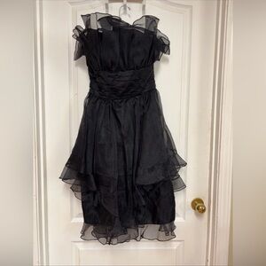 Victor Costa Vintage Black Satin Evening Dress size 10